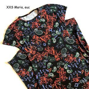 XXS Lularoe Maria maxi dress, black with paisleys and flowers